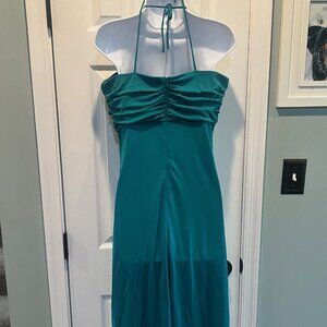 VENUS Womens Ruched Cutout Maxi Dress Teal Size Large